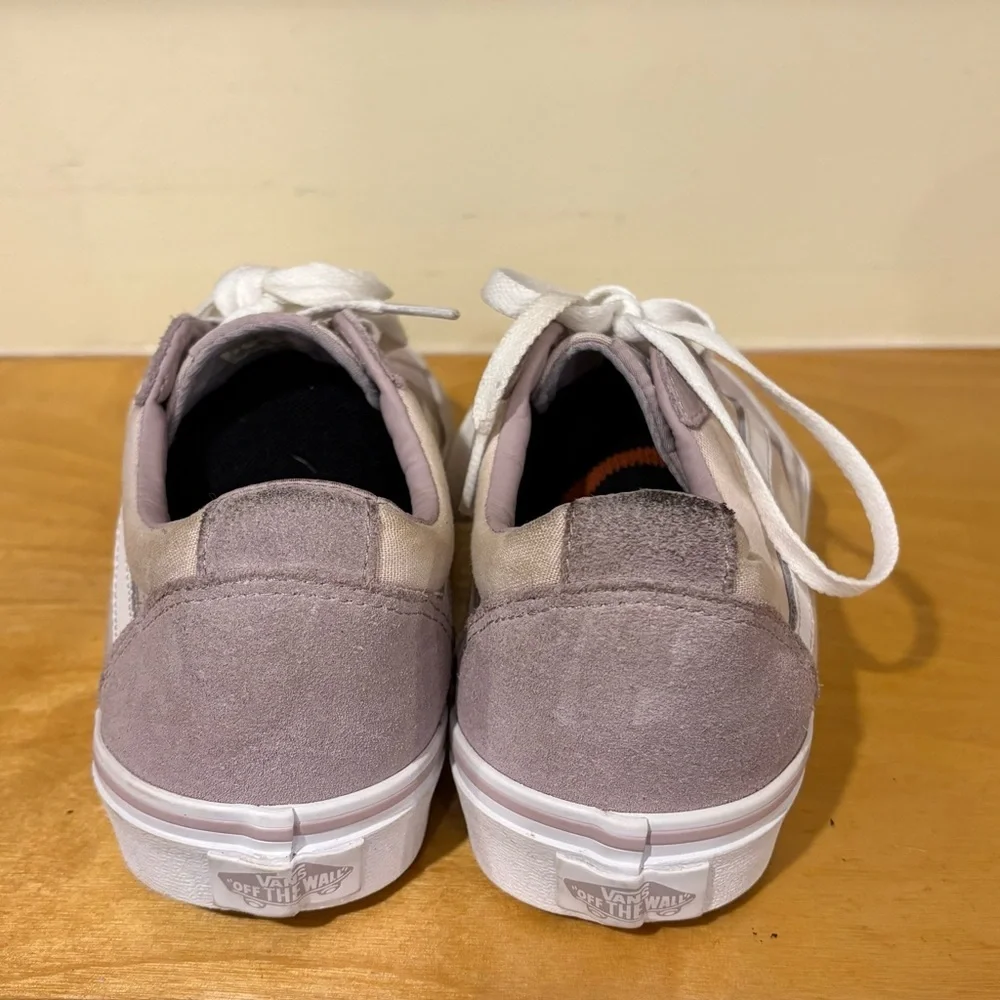 Vans Light Pink and White Sneakers Suede Canvas Low-Top